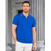 COOFANDY Men’s Zipper Polo Shirt Casual Knit Short Sleeve Polo T Shirt Classic Fit Shirts(Royal Blue)