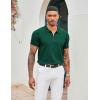 COOFANDY Men’s Zipper Polo Shirt Casual Knit Short Sleeve Polo T Shirt Classic Fit Shirts(Solid- Green)
