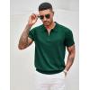 COOFANDY Men’s Zipper Polo Shirt Casual Knit Short Sleeve Polo T Shirt Classic Fit Shirts(Solid- Green)