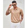 COOFANDY Men’s Zipper Polo Shirt Casual Knit Short Sleeve Polo T Shirt Classic Fit Shirts(Solid- Light Tan)