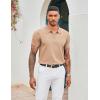 COOFANDY Men’s Zipper Polo Shirt Casual Knit Short Sleeve Polo T Shirt Classic Fit Shirts(Solid- Light Tan)