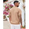 COOFANDY Men’s Zipper Polo Shirt Casual Knit Short Sleeve Polo T Shirt Classic Fit Shirts(Solid- Light Tan)