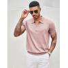 COOFANDY Men’s Zipper Polo Shirt Casual Knit Short Sleeve Polo T Shirt Classic Fit Shirts(Solid- Pink)