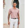 COOFANDY Men’s Zipper Polo Shirt Casual Knit Short Sleeve Polo T Shirt Classic Fit Shirts(Solid- Pink)