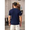 COOFANDY Men’s Zipper Polo Shirt Casual Knit Short Sleeve Polo T Shirt Classic Fit Shirts(Stripes Navy Blue Stripes)