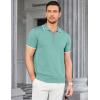 COOFANDY Men’s Zipper Polo Shirt Casual Knit Short Sleeve Polo T Shirt Classic Fit Shirts(Turquoise)