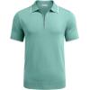 COOFANDY Men’s Zipper Polo Shirt Casual Knit Short Sleeve Polo T Shirt Classic Fit Shirts(Turquoise)