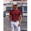COOFANDY Men’s Zipper Polo Shirt Casual Knit Short Sleeve Polo T Shirt Classic Fit Shirts(Wine Red)