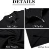 COOFANDY Men’s Zipper Polo Shirts Short Sleeve Ribbed Knit Polo T Shirts Fashion Casual Golf Shirts(Black)