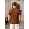 COOFANDY Men’s Zipper Polo Shirts Short Sleeve Ribbed Knit Polo T Shirts Fashion Casual Golf Shirts(Brown)