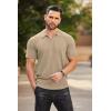 COOFANDY Men’s Zipper Polo Shirts Short Sleeve Ribbed Knit Polo T Shirts Fashion Casual Golf Shirts(Khaki)
