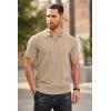 COOFANDY Men’s Zipper Polo Shirts Short Sleeve Ribbed Knit Polo T Shirts Fashion Casual Golf Shirts(Khaki)