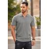 COOFANDY Men’s Zipper Polo Shirts Short Sleeve Ribbed Knit Polo T Shirts Fashion Casual Golf Shirts(Light Grey)