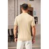COOFANDY Men’s Zipper Polo Shirts Short Sleeve Ribbed Knit Polo T Shirts Fashion Casual Golf Shirts(Light Khaki)