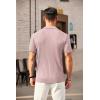 COOFANDY Men’s Zipper Polo Shirts Short Sleeve Ribbed Knit Polo T Shirts Fashion Casual Golf Shirts(Pink)
