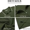 COOFANDY Men’s Zipper Polo Shirts Short Sleeve Ribbed Knit Polo T Shirts Fashion Casual Golf Shirts(Stripes Army Green Stripes)