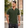 COOFANDY Men’s Zipper Polo Shirts Short Sleeve Ribbed Knit Polo T Shirts Fashion Casual Golf Shirts(Stripes Army Green Stripes)