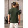 COOFANDY Men’s Zipper Polo Shirts Short Sleeve Ribbed Knit Polo T Shirts Fashion Casual Golf Shirts(Stripes Army Green Stripes)
