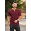 COOFANDY Men’s Zipper Polo Shirts Short Sleeve Ribbed Knit Polo T Shirts Fashion Casual Golf Shirts(Wine Red)