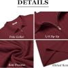 COOFANDY Men’s Zipper Polo Shirts Short Sleeve Ribbed Knit Polo T Shirts Fashion Casual Golf Shirts(Wine Red)