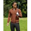 COOFANDY Quarter Zip Pullover Men Dress Sweaters Long Sleeve Jacquard Checkered Sweater(Brown)
