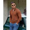 COOFANDY Quarter Zip Pullover Men Dress Sweaters Long Sleeve Jacquard Checkered Sweater(Brown)