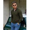 COOFANDY Quarter Zip Pullover Men Dress Sweaters Long Sleeve Jacquard Checkered Sweater(Deep Green)
