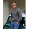 COOFANDY Quarter Zip Pullover Men Dress Sweaters Long Sleeve Jacquard Checkered Sweater(Deep Grey)