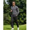 COOFANDY Quarter Zip Pullover Men Dress Sweaters Long Sleeve Jacquard Checkered Sweater(Deep Grey)
