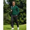 COOFANDY Quarter Zip Pullover Men Dress Sweaters Long Sleeve Jacquard Checkered Sweater(Green)