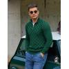 COOFANDY Quarter Zip Pullover Men Dress Sweaters Long Sleeve Jacquard Checkered Sweater(Green)