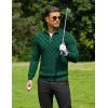 COOFANDY Quarter Zip Pullover Men Dress Sweaters Long Sleeve Jacquard Checkered Sweater(Green)