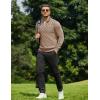 COOFANDY Quarter Zip Pullover Men Dress Sweaters Long Sleeve Jacquard Checkered Sweater(Khaki)