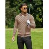COOFANDY Quarter Zip Pullover Men Dress Sweaters Long Sleeve Jacquard Checkered Sweater(Khaki)