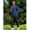 COOFANDY Quarter Zip Pullover Men Dress Sweaters Long Sleeve Jacquard Checkered Sweater(Navy Blue)