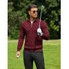 COOFANDY Quarter Zip Pullover Men Dress Sweaters Long Sleeve Jacquard Checkered Sweater(Wine Red)