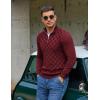COOFANDY Quarter Zip Pullover Men Dress Sweaters Long Sleeve Jacquard Checkered Sweater(Wine Red)