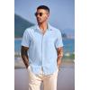 COOFANDY Shirts for Men Short Sleeve Button Down Shirt Casual Summer Beach Shirts(Angel Falls)