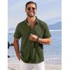 COOFANDY Shirts for Men Short Sleeve Button Down Shirt Casual Summer Beach Shirts(Army Green)