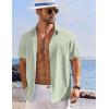 COOFANDY Shirts for Men Short Sleeve Button Down Shirt Casual Summer Beach Shirts(A-sage Green)