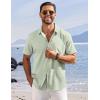 COOFANDY Shirts for Men Short Sleeve Button Down Shirt Casual Summer Beach Shirts(A-sage Green)
