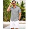 COOFANDY Shirts for Men Short Sleeve Button Down Shirt Casual Summer Beach Shirts(Ashen Gray)