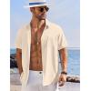 COOFANDY Shirts for Men Short Sleeve Button Down Shirt Casual Summer Beach Shirts(Beige)