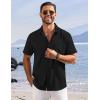 COOFANDY Shirts for Men Short Sleeve Button Down Shirt Casual Summer Beach Shirts(Black)