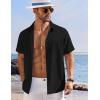 COOFANDY Shirts for Men Short Sleeve Button Down Shirt Casual Summer Beach Shirts(Black)