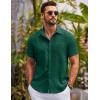 COOFANDY Shirts for Men Short Sleeve Button Down Shirt Casual Summer Beach Shirts(Bright Green)