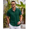 COOFANDY Shirts for Men Short Sleeve Button Down Shirt Casual Summer Beach Shirts(Bright Green)