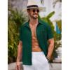 COOFANDY Shirts for Men Short Sleeve Button Down Shirt Casual Summer Beach Shirts(Bright Green)