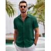 COOFANDY Shirts for Men Short Sleeve Button Down Shirt Casual Summer Beach Shirts(Bright Green)