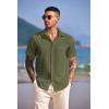 COOFANDY Shirts for Men Short Sleeve Button Down Shirt Casual Summer Beach Shirts(Chive)